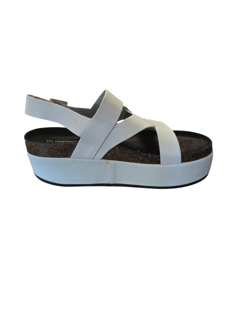 Bumper White Platform Sandal with Buckle Straps - Picture 4 of 9